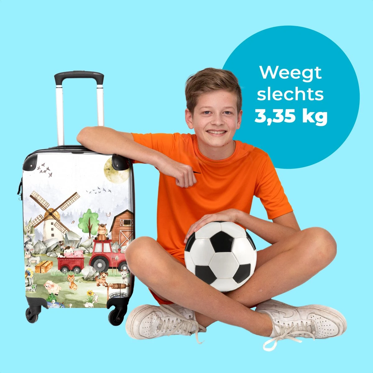 NoBoringSuitcases.com® Koffer Groot - Boerderij - Dieren - Trekker - Jongens - Trolley Koffer Met TSA-slot - Met Wielen - 90 Liter - Reiskoffer - 66 Cm 4 NoBoringSuitcases.com® Koffer Groot - Boerderij - Dieren - Trekker - Jongens - Trolley Koffer Met TSA-slot - Met Wielen - 90 Liter - Reiskoffer - 66 Cm - Afbeelding 2