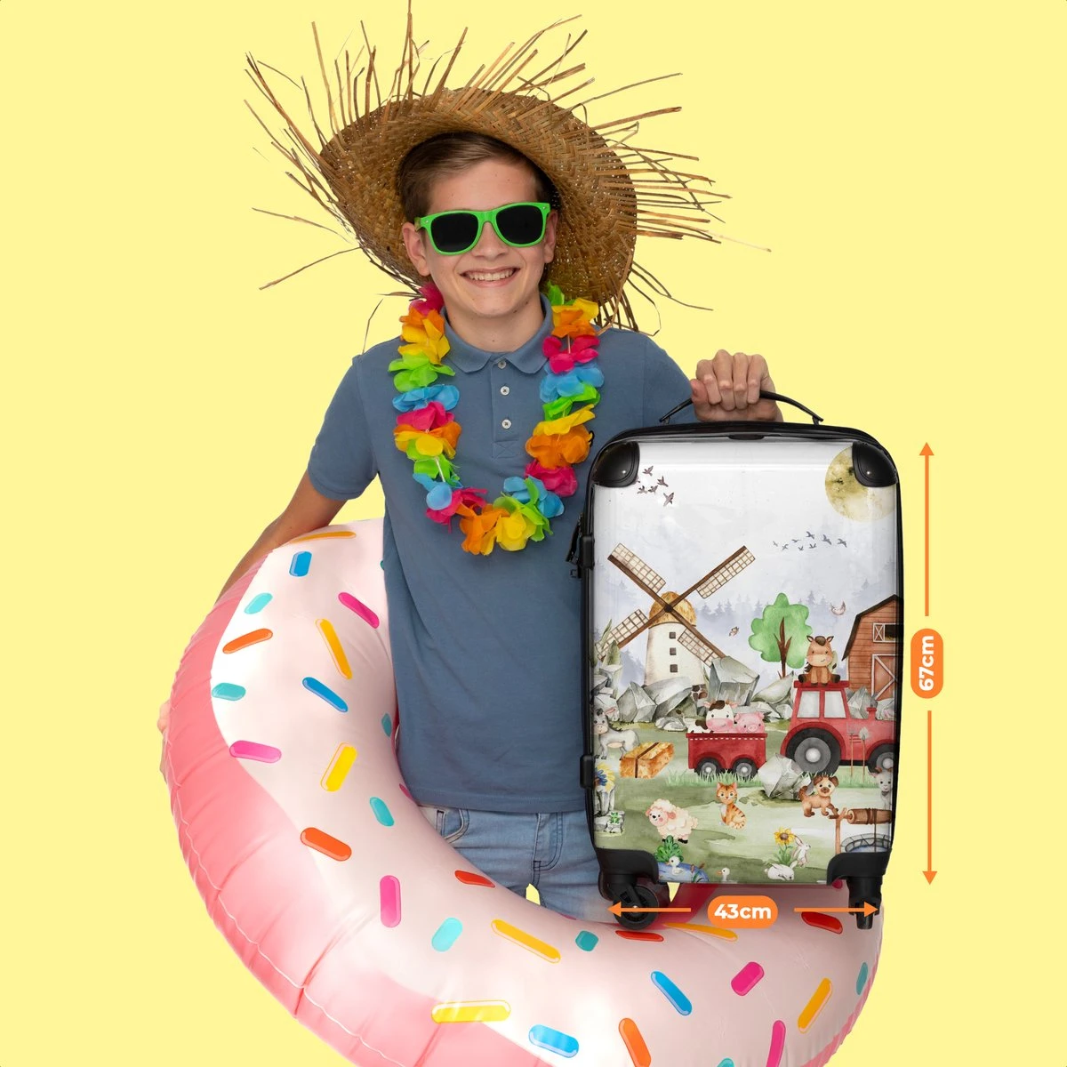 NoBoringSuitcases.com® Koffer Groot - Boerderij - Dieren - Trekker - Jongens - Trolley Koffer Met TSA-slot - Met Wielen - 90 Liter - Reiskoffer - 66 Cm 8 NoBoringSuitcases.com® Koffer Groot - Boerderij - Dieren - Trekker - Jongens - Trolley Koffer Met TSA-slot - Met Wielen - 90 Liter - Reiskoffer - 66 Cm - Afbeelding 6