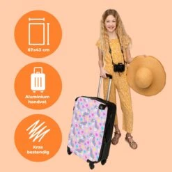 NoBoringSuitcases.com® Koffer Groot - Eenhoorn - Meisje - Patroon - Hartje - Trolley Koffer Met TSA-slot - Met Wielen - 90 Liter - Reiskoffer - 66 Cm -Beroemde Bagage Winkel 1200x1200 297