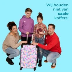 NoBoringSuitcases.com® Koffer Groot - Eenhoorn - Meisje - Patroon - Hartje - Trolley Koffer Met TSA-slot - Met Wielen - 90 Liter - Reiskoffer - 66 Cm -Beroemde Bagage Winkel 1200x1200 299