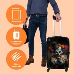 NoBoringSuitcases.com® Koffer Groot - Clown - Hoed - Kraag - Portret - Killer Clown - Trolley Koffer Met TSA-slot - Met Wielen - 90 Liter - Reiskoffer - 66 Cm -Beroemde Bagage Winkel 1200x1200 363