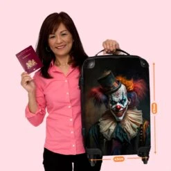 NoBoringSuitcases.com® Koffer Groot - Clown - Hoed - Kraag - Portret - Killer Clown - Trolley Koffer Met TSA-slot - Met Wielen - 90 Liter - Reiskoffer - 66 Cm -Beroemde Bagage Winkel 1200x1200 367