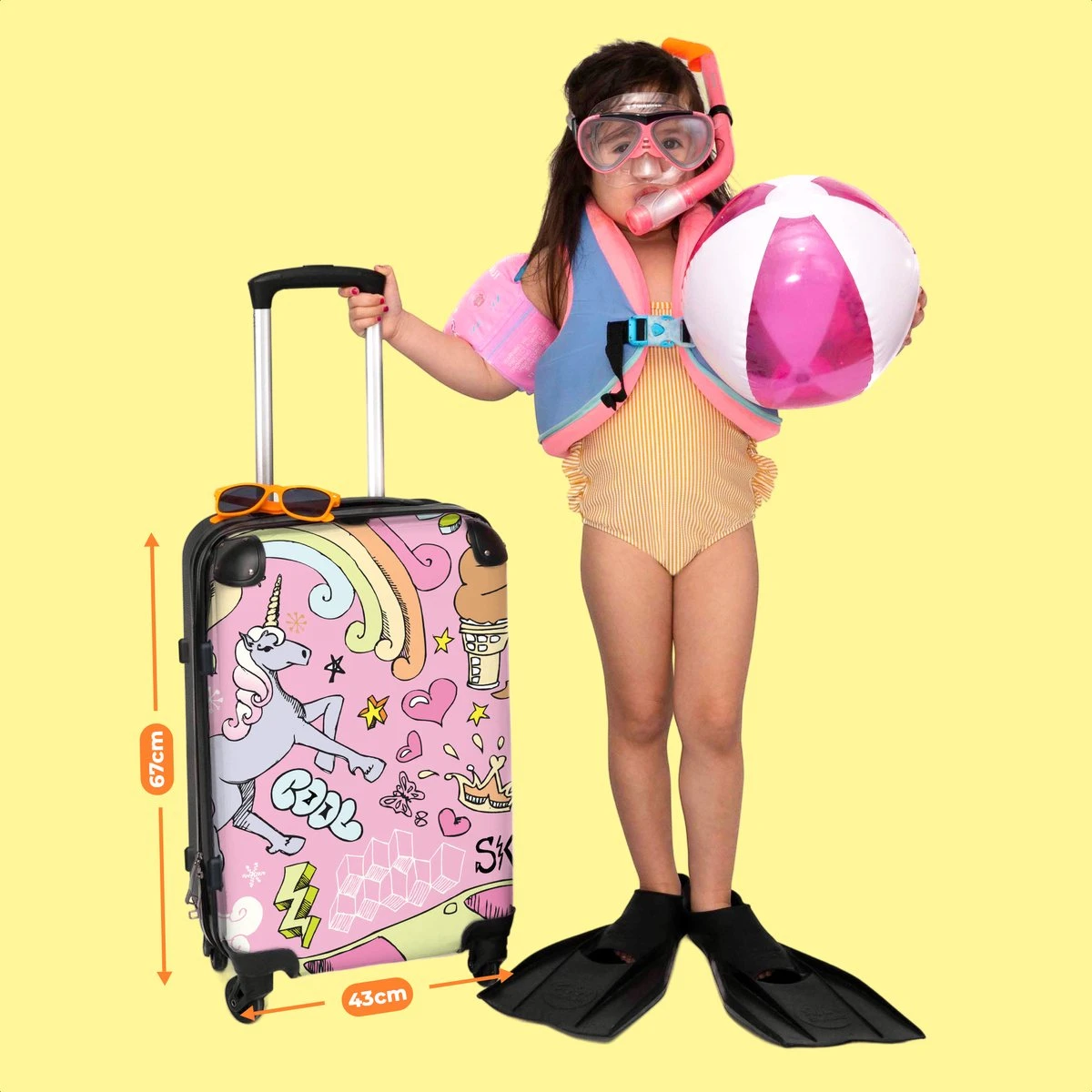 NoBoringSuitcases.com® Koffer Groot - Roze - Eenhoorn - Skateboard - Tekening - Trolley Koffer Met TSA-slot - Met Wielen - 90 Liter - Reiskoffer - 66 Cm 8 NoBoringSuitcases.com® Koffer Groot - Roze - Eenhoorn - Skateboard - Tekening - Trolley Koffer Met TSA-slot - Met Wielen - 90 Liter - Reiskoffer - 66 Cm - Afbeelding 6