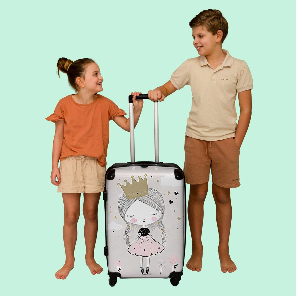 NoBoringSuitcases.com® Koffer Groot - Prinses - Bloemen - Kroon - Meisje - Sterren - Trolley Koffer Met TSA-slot - Met Wielen - 90 Liter - Reiskoffer - 66 Cm 9 NoBoringSuitcases.com® Koffer Groot - Prinses - Bloemen - Kroon - Meisje - Sterren - Trolley Koffer Met TSA-slot - Met Wielen - 90 Liter - Reiskoffer - 66 Cm - Afbeelding 7