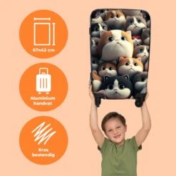 NoBoringSuitcases.com® Koffer Groot - Kat - Huisdieren - Poes - Bruin - Grijs - Trolley Koffer Met TSA-slot - Met Wielen - 90 Liter - Reiskoffer - 66 Cm -Beroemde Bagage Winkel 1200x1200 472