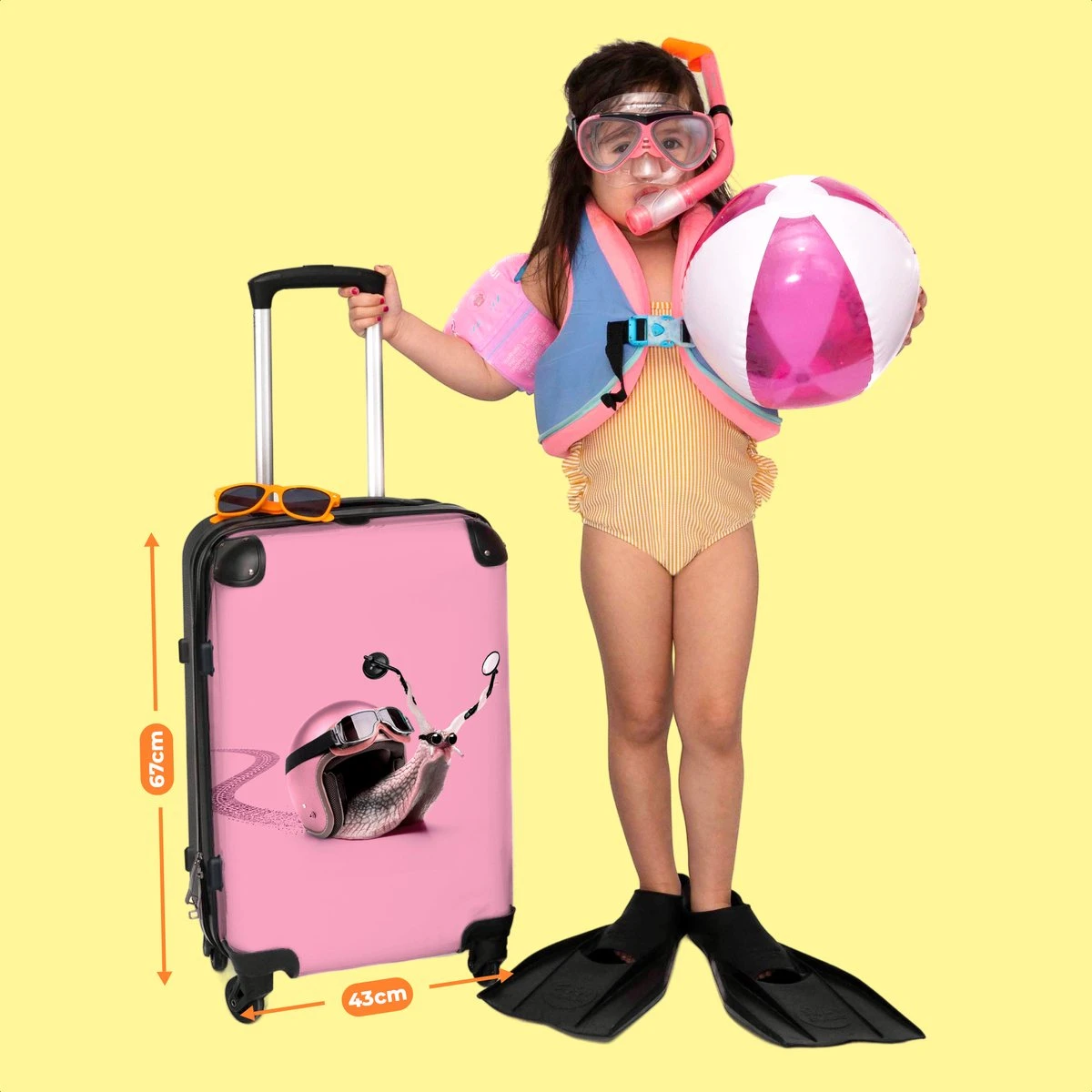 NoBoringSuitcases.com® Koffer Groot - Slak - Roze - Meisjes - Racen - Trolley Koffer Met TSA-slot - Met Wielen - 90 Liter - Reiskoffer - 66 Cm 8 NoBoringSuitcases.com® Koffer Groot - Slak - Roze - Meisjes - Racen - Trolley Koffer Met TSA-slot - Met Wielen - 90 Liter - Reiskoffer - 66 Cm - Afbeelding 6