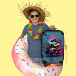 NoBoringSuitcases.com® Koffer Groot - Monstertruck - Verf - Graffiti - Roze - Neon - Trolley Koffer Met TSA-slot - Met Wielen - 90 Liter - Reiskoffer - 66 Cm -Beroemde Bagage Winkel 1200x1200 497