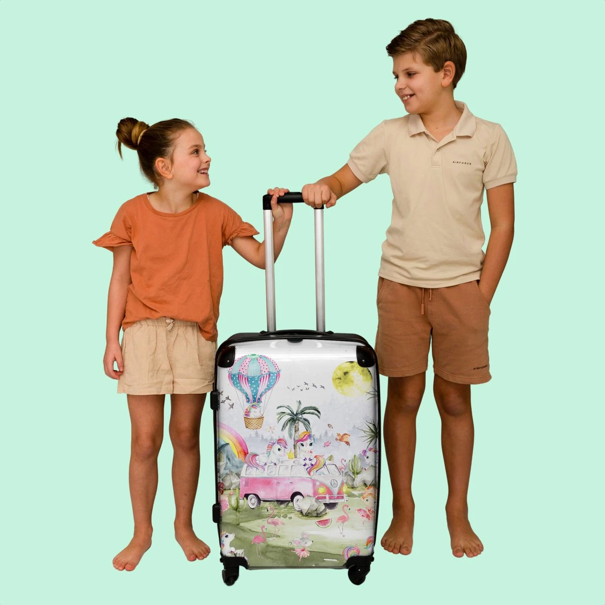 NoBoringSuitcases.com® Koffer Groot - Eenhoorn - Luchtballon - Meisjes - Regenboog - Trolley Koffer Met TSA-slot - Met Wielen - 90 Liter - Reiskoffer - 66 Cm 9 NoBoringSuitcases.com® Koffer Groot - Eenhoorn - Luchtballon - Meisjes - Regenboog - Trolley Koffer Met TSA-slot - Met Wielen - 90 Liter - Reiskoffer - 66 Cm - Afbeelding 7
