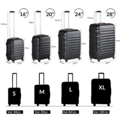 Monzana Kofferset - 4 Stuks S M L XL Met Wielen Cijferslot - Zwart -Beroemde Bagage Winkel 1200x1200 553