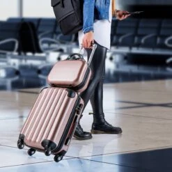 Monzana Hardcase Kofferset 4 Delig - Baseline Beautycase/M/L/XL - Rosé -Beroemde Bagage Winkel 1200x1200 633