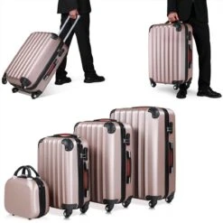 Monzana Hardcase Kofferset 4 Delig - Baseline Beautycase/M/L/XL - Rosé -Beroemde Bagage Winkel 1200x1200 635
