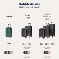 TRVLMORE Koffer - Handbagage - 54x36x20cm - 38L - Donkergroen -Beroemde Bagage Winkel 1200x1200 676