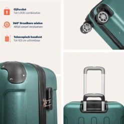 TRVLMORE Koffer - Handbagage - 54x36x20cm - 38L - Donkergroen -Beroemde Bagage Winkel 1200x1200 677