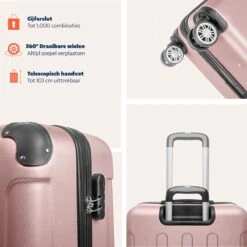 TRVLMORE Koffer - Handbagage - 54x36x20cm - 38L - Roségoud -Beroemde Bagage Winkel 1200x1200 686