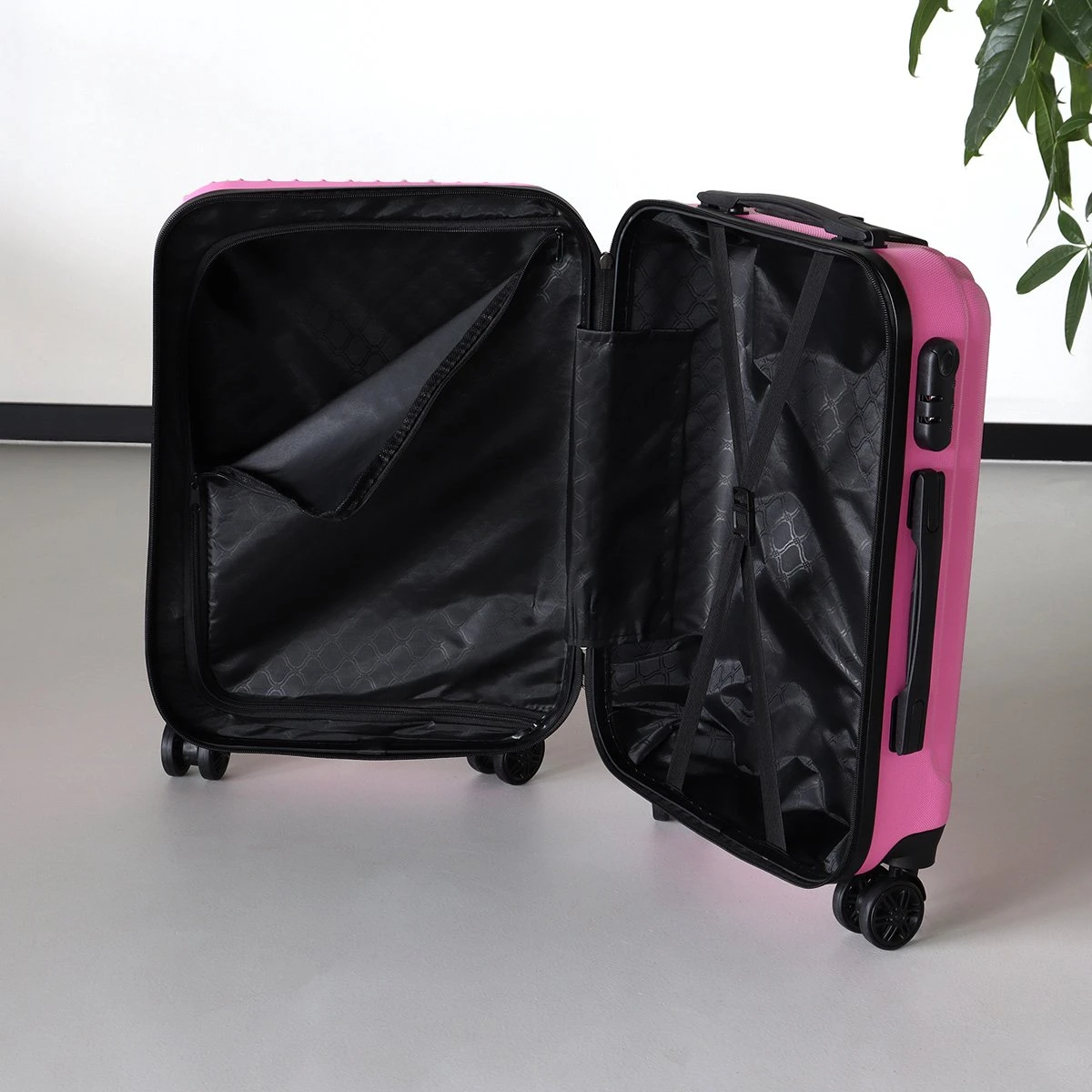 Handbagage Koffer 55cm Roze 4 Wielen Trolley Met Pin Slot 6 Handbagage Koffer 55cm Roze 4 Wielen Trolley Met Pin Slot - Afbeelding 4
