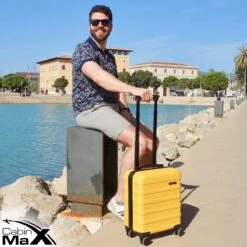 CabinMax Handbagage Koffer - Trolley 30L - Harde Reiskoffer - 45x36x20cm - Lichtgewicht - Groot Capaciteit - Geel -Beroemde Bagage Winkel 1200x1200 775