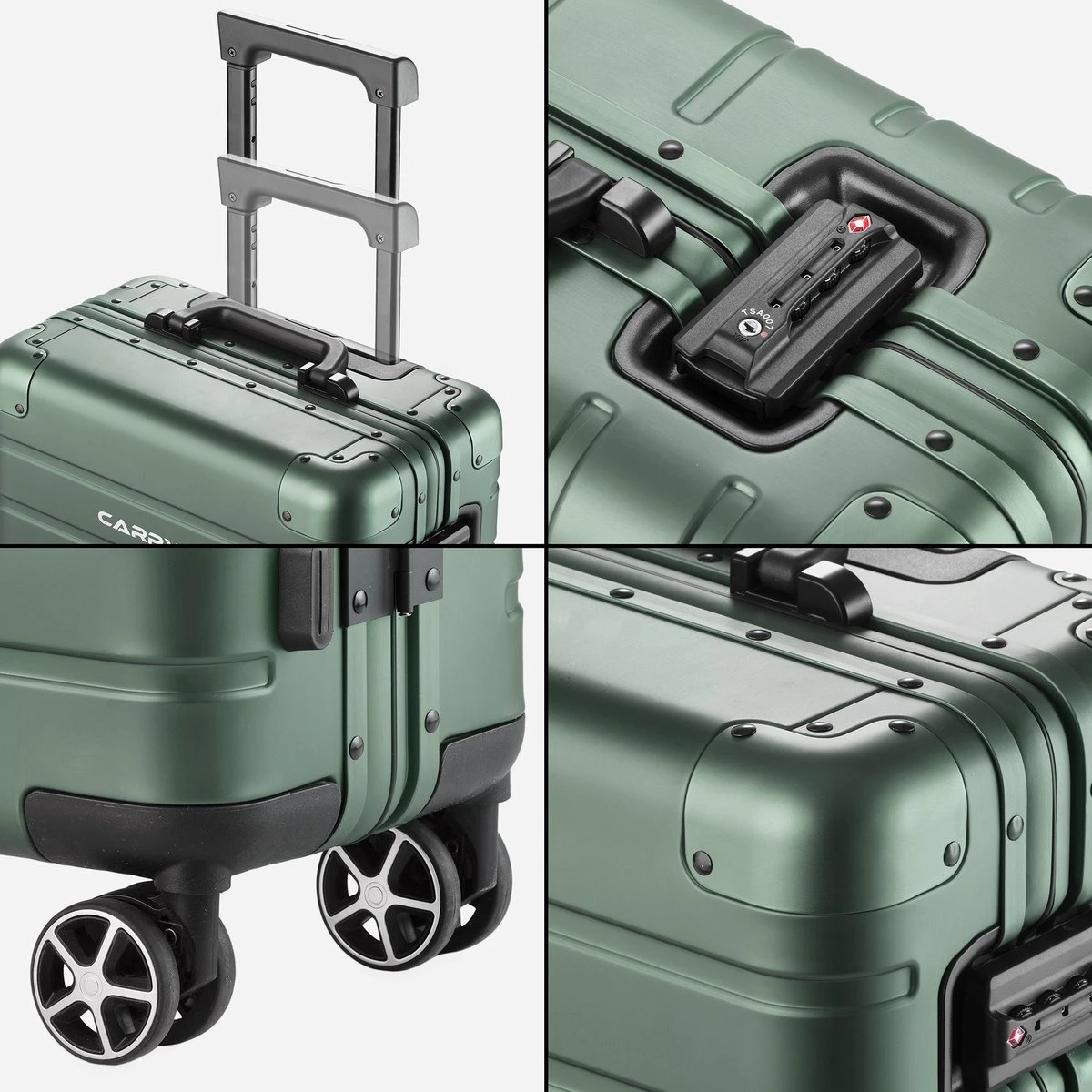 CarryOn ULD Handbagage - Luxe Aluminium Trolley 55cm - Dubbel TSA Slot - Dubbele Wielen - Groen 7 CarryOn ULD Handbagage - Luxe Aluminium Trolley 55cm - Dubbel TSA Slot - Dubbele Wielen - Groen - Afbeelding 5