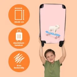 NoBoringSuitcases.com® Kinderkoffer - Trolley Kinderen - Varken - Roze - Skateboard - Kinderen - Meisje - Koffer Dieren - Past Binnen 55x40x20 Cm En 55x35x25 Cm - Reiskoffer Met Wielen -Beroemde Bagage Winkel 1200x1200 863