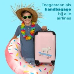 NoBoringSuitcases.com® Kinderkoffer - Trolley Kinderen - Varken - Roze - Skateboard - Kinderen - Meisje - Koffer Dieren - Past Binnen 55x40x20 Cm En 55x35x25 Cm - Reiskoffer Met Wielen -Beroemde Bagage Winkel 1200x1200 865