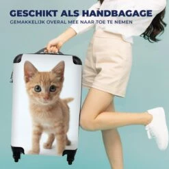 MuchoWow® Koffer - Kat - Rood - Kitten - Meisjes - Kinderen - Jongens - Kindje - Past Binnen 55x40x20 Cm En 55x35x25 Cm - Handbagage - Trolley - Fotokoffer - Cabin Size - Print -Beroemde Bagage Winkel 1200x1200 888