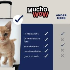 MuchoWow® Koffer - Kat - Rood - Kitten - Meisjes - Kinderen - Jongens - Kindje - Past Binnen 55x40x20 Cm En 55x35x25 Cm - Handbagage - Trolley - Fotokoffer - Cabin Size - Print -Beroemde Bagage Winkel 1200x1200 889
