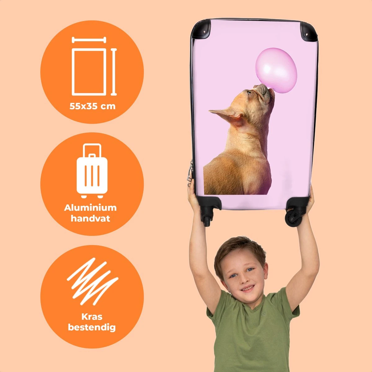 NoBoringSuitcases.com® Kinderkoffer - Hond - Dieren - Kauwgom - Roze - Kinderen - Trolley Kinderen - Past Binnen 55x40x20 Cm En 55x35x25 Cm - Reiskoffer Met Wielen - Koffertje 12 NoBoringSuitcases.com® Kinderkoffer - Hond - Dieren - Kauwgom - Roze - Kinderen - Trolley Kinderen - Past Binnen 55x40x20 Cm En 55x35x25 Cm - Reiskoffer Met Wielen - Koffertje - Afbeelding 10