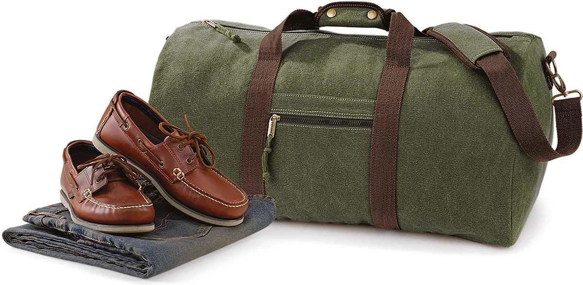 Canvas Weekendtas/reistas Donker/legergroen 45 Liter - Vintage Reistassen/weekendtassen - Tassen Voor Dames/heren/volwassenen 4 Canvas Weekendtas/reistas Donker/legergroen 45 Liter - Vintage Reistassen/weekendtassen - Tassen Voor Dames/heren/volwassenen - Afbeelding 2