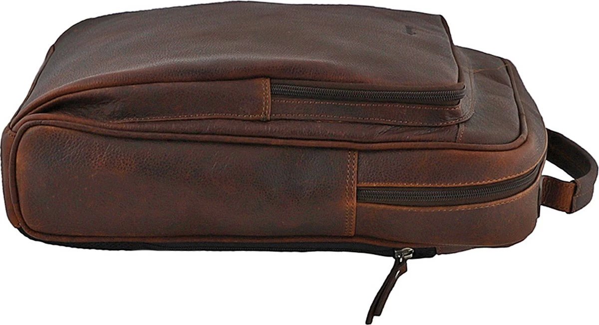 Landley Leren 13 Inch Laptop Rugtas - Unisex Rugzak - 13.3" - Dames En Heren - Leer - Cognac Bruin 5 Landley Leren 13 Inch Laptop Rugtas - Unisex Rugzak - 13.3" - Dames En Heren - Leer - Cognac Bruin - Afbeelding 3