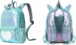 Eenhoorn Schooltas - Rugzak - Unicorn Rugtas 42 X 30 X 14 Cm- Kinderrugzak - Sequin- Luxe Giftset - Pailletten - Inclusief Tas + Etui - Turquoise - Voor Al Je Speelgoed En Schoolspullen -Beroemde Bagage Winkel 1200x707