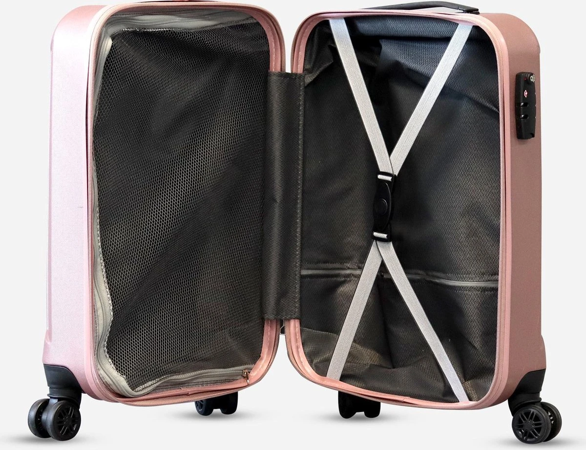 ©TROLLEYZ - Bali No.22 - Trolley 55cm Met TSA Slot - Dubbele Wielen - 360° Spinners - 100% ABS - Handbagage Koffer In Cosmopolitan Pink 6 ©TROLLEYZ - Bali No.22 - Trolley 55cm Met TSA Slot - Dubbele Wielen - 360° Spinners - 100% ABS - Handbagage Koffer In Cosmopolitan Pink - Afbeelding 4
