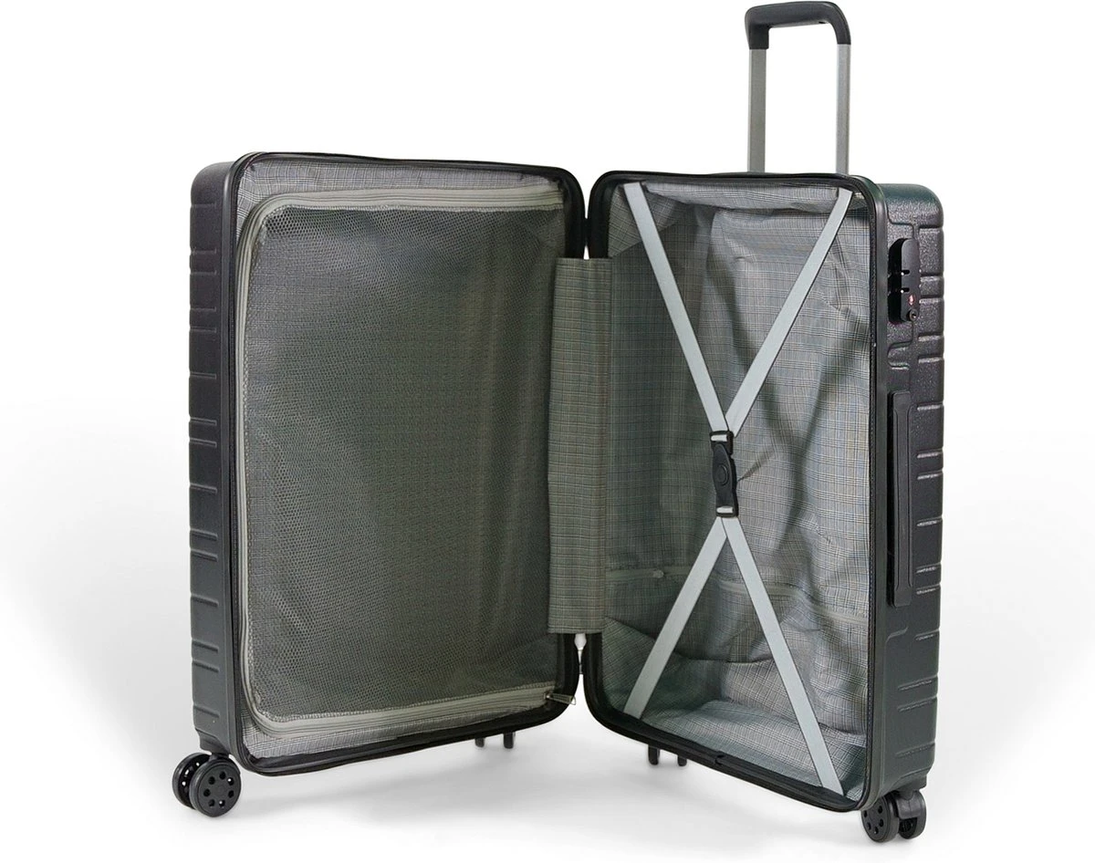 ©TROLLEYZ - Amsterdam No.9 - Reiskoffer 69cm Met TSA Slot - Dubbele Wielen - 360° Spinners - 100% ABS - Reiskoffer In Night Black 6 ©TROLLEYZ - Amsterdam No.9 - Reiskoffer 69cm Met TSA Slot - Dubbele Wielen - 360° Spinners - 100% ABS - Reiskoffer In Night Black - Afbeelding 4