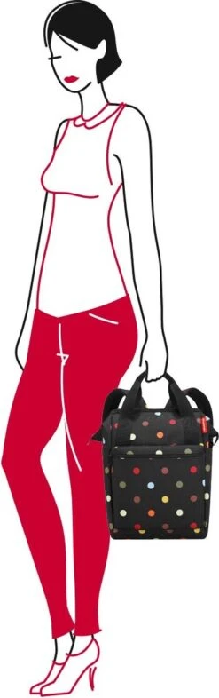 Reisenthel Allrounder R Schouder/ Rugtas - Maat R - 12L - Dots Zwart -Beroemde Bagage Winkel 377x1200