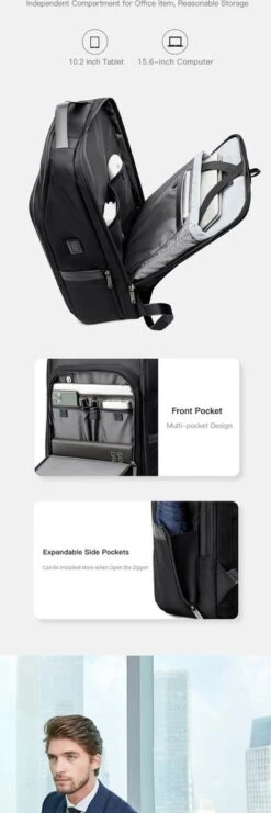 Arctic Hunter Rugtas - Laptop Tas - 15,6 Inch - Waterafstotend - Usb Oplaadstation -Beroemde Bagage Winkel 400x1200