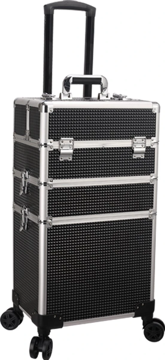 Make Up Koffer Zwart Met Lines Kleur | Beautycase 8 Wielen / Beautykoffer / Trolley Van Aluminium - Bekleed Zwart Fluweel - 8 Wielen - Kapper - Tattoo - Nagel - Visagie - Make-up - Cosmetica - Schmink - Beauty Case / Beauty Koffer 3 Make Up Koffer Zwart Met Lines Kleur | Beautycase 8 Wielen / Beautykoffer / Trolley Van Aluminium - Bekleed Zwart Fluweel - 8 Wielen - Kapper - Tattoo - Nagel - Visagie - Make-up - Cosmetica - Schmink - Beauty Case / Beauty Koffer