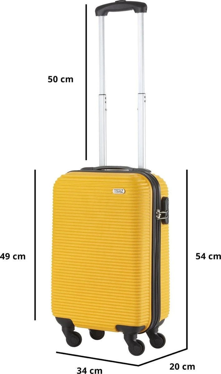 TravelZ Horizon Handbagagekoffer - 54cm Handbagage Trolley Met Gevoerde Binnenkant - Geel 8 TravelZ Horizon Handbagagekoffer - 54cm Handbagage Trolley Met Gevoerde Binnenkant - Geel - Afbeelding 6