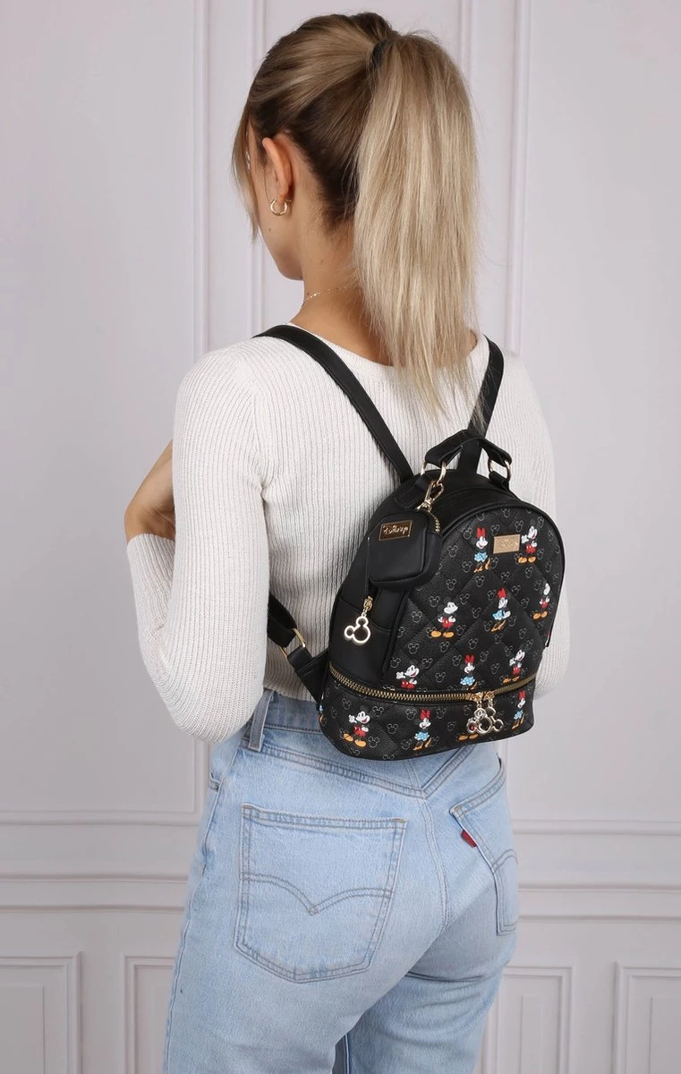 DISNEY Mickey En Minnie Mouse - Rugzak + Zakje, Zwart, Gewatteerd, Klein 13 DISNEY Mickey En Minnie Mouse - Rugzak + Zakje, Zwart, Gewatteerd, Klein - Afbeelding 11