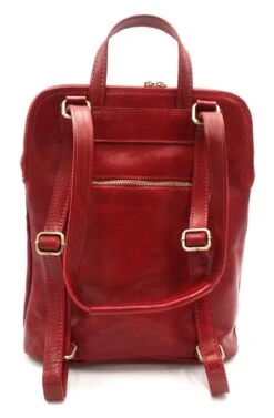 Bestleder – RZ30017 – Rood - Echt Leren - 2 In 1 - Schoudertas – Rugzak - Stevig - Hoge Kwaliteit Italiaans Leer- Rood -Beroemde Bagage Winkel 787x1200 5