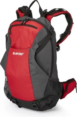 Hi-Tec Hi -Tec Rugzak 35L - Verstelbare Schouderbanden - Heup Band - Meerdere Opbergvakjes - Mesh-Vakjes Voor Flessen - Perfect Voor Wandelen - Rood/Grijs/ Zwart