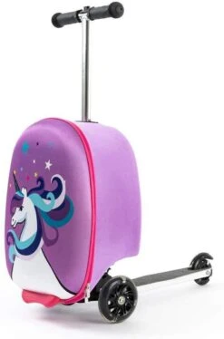 Kinderstep | Reiskoffer Met Wielen - FDBW - Koffer Kinderen | Paarse Eenhoorn | Step Met 3 Wielen - Bouncy Box 50 Kilo 40x20x25 Cm + Nekkussen Vliegtuig -Beroemde Bagage Winkel 792x1200 3