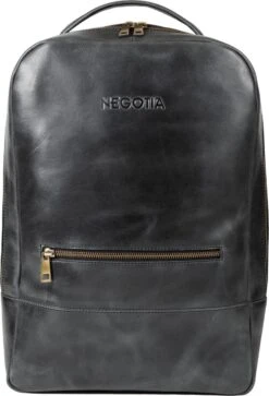 NEGOTIA Alpha - Leren Laptop Rugzak Dames En Heren - Leren Rugtas - 100% Luxe Top-Grain Leer - Zwart