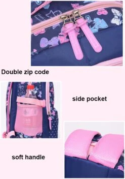 STIJLVOLLE GROTE CAPACITEIT GRAPPIGE ROZE TIENER BOEKENTAS LAPTOP,SCHOOLTAS RUGZAK VOOR VROUW MEISJE ( ROZE PAARS ) -Beroemde Bagage Winkel 842x1200 9