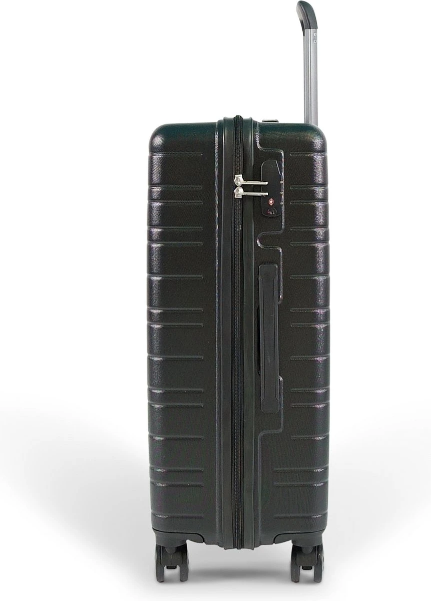 ©TROLLEYZ - Amsterdam No.9 - Reiskoffer 69cm Met TSA Slot - Dubbele Wielen - 360° Spinners - 100% ABS - Reiskoffer In Night Black 4 ©TROLLEYZ - Amsterdam No.9 - Reiskoffer 69cm Met TSA Slot - Dubbele Wielen - 360° Spinners - 100% ABS - Reiskoffer In Night Black - Afbeelding 2