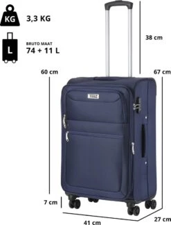 Travelz Softspinner TSA Reiskoffer 67cm - Zachte Reiskoffer Met Expander - Blauw -Beroemde Bagage Winkel 914x1200 1
