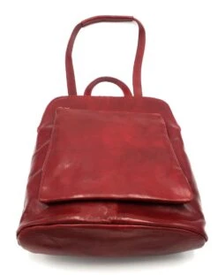 Bestleder – RZ30017 – Rood - Echt Leren - 2 In 1 - Schoudertas – Rugzak - Stevig - Hoge Kwaliteit Italiaans Leer- Rood -Beroemde Bagage Winkel 952x1200 1