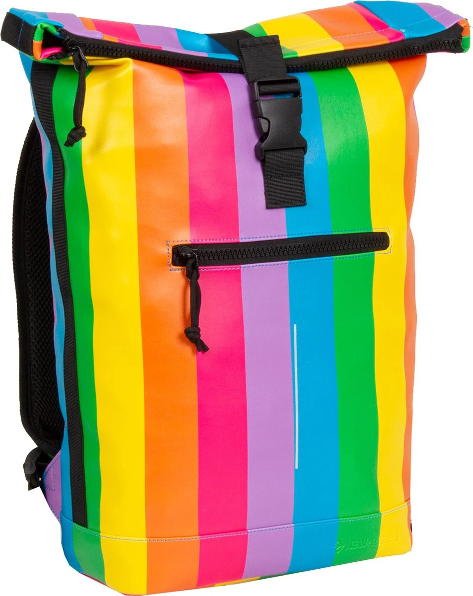 New Rebels® Mart - Rugtas - Regenboog - Waterbestendig - Roll-top - 151413121087.9 - 35x10x46cm - Rugzak / Backpack 3 New Rebels® Mart - Rugtas - Regenboog - Waterbestendig - Roll-top - 151413121087.9 - 35x10x46cm - Rugzak / Backpack