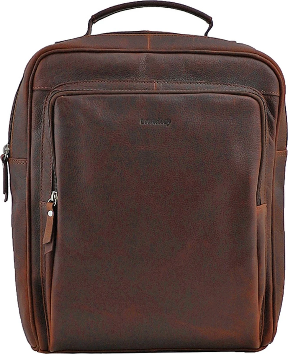 Landley Leren 13 Inch Laptop Rugtas - Unisex Rugzak - 13.3" - Dames En Heren - Leer - Cognac Bruin 3 Landley Leren 13 Inch Laptop Rugtas - Unisex Rugzak - 13.3" - Dames En Heren - Leer - Cognac Bruin