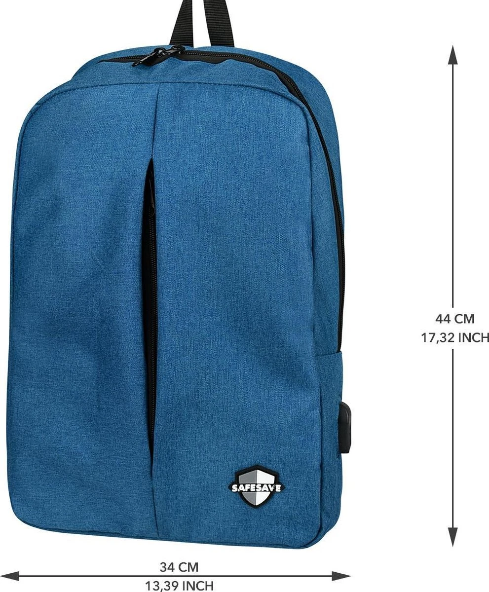 SafeSave Rugtas – Waterafstotende Schooltas Met Laptop Vak En Usb Aansluiting – Schoudertas – 15.6 Inch – Lichtblauw 8 SafeSave Rugtas – Waterafstotende Schooltas Met Laptop Vak En Usb Aansluiting – Schoudertas – 15.6 Inch – Lichtblauw - Afbeelding 6